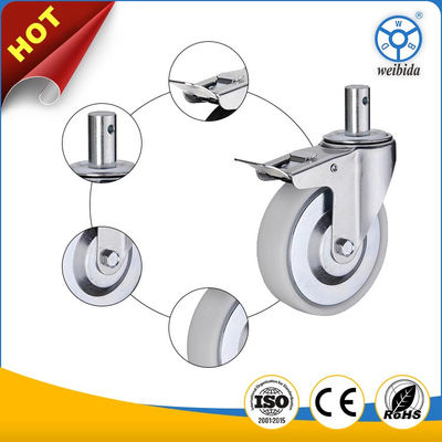 China Phenolic Industrial Casters Polyurethane Wheel Type Expandable Stem Mounting 1-4 Inches Wheel Width