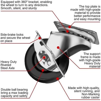 China Plate Mounting Nylon Casters with Ball Bearing and Solid Core Wheel Durable Industrial Grade Heavy Duty Mobility Solutions