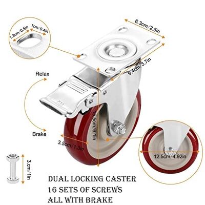 China Top Plate Swivel Radius 3-1/2 Inch Industrial-grade Casters Temperature Range 0 To 180 Degrees F Heavy Duty Durable Caster Wheels