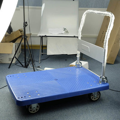 China Foldable Handle Stainless Steel Platform Trolley Total Height 90cm for Easy and Safe Material Transport Solutions