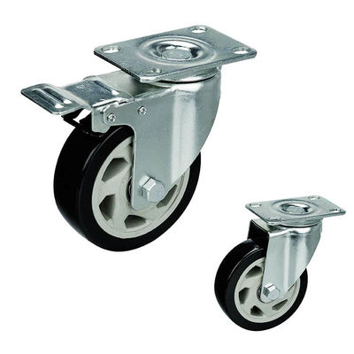 China 6 inch plate black pvc tread on pp core swivel medium duty casters