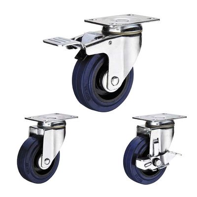 China 90kg Loading 125mm Rubber Swivel Caster Wheels For Warehouse Trolleys