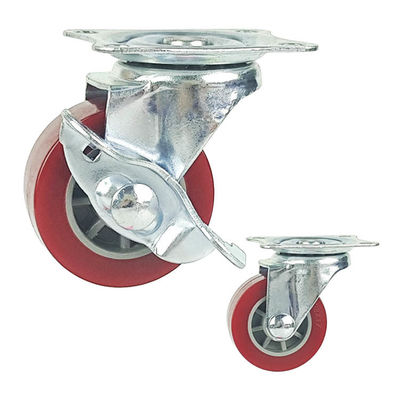 China ISO9001 PU 2 Inch Swivel Caster Wheels With Side Brake