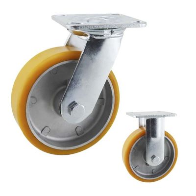 China PU 200mm 990lbs Loading Heavy Duty Casters With Aluminum Core