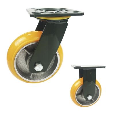China PU 8 Inch Swivel Caster Wheels , 380kg Capacity Orange Caster Wheels