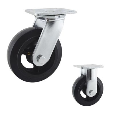 China Rubber 150mm 510lbs Loading Heavy Duty Casters With Side Brake