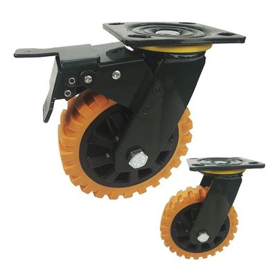 Orange Pu 150x50mm Heavy Duty Casters With Double Ball Bearing
