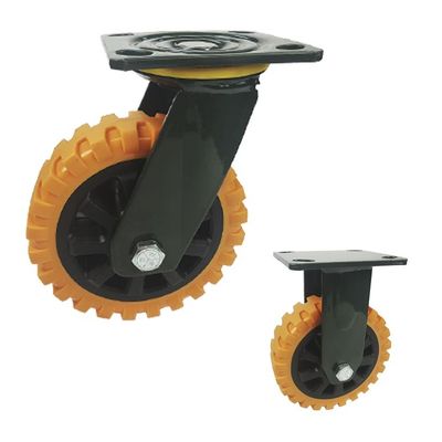 China Orange Pu 150x50mm Heavy Duty Casters With Double Ball Bearing