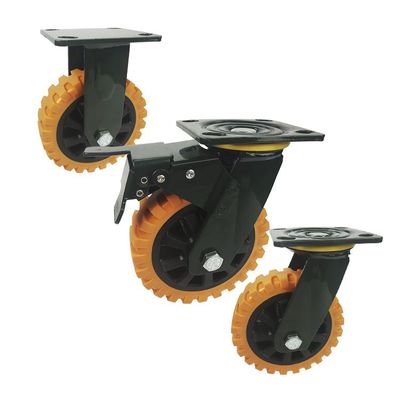Orange Pu 150x50mm Heavy Duty Casters With Double Ball Bearing