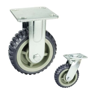 China Grey PVC Wheels 6 Inch Fixed Casters Trolley Wheels Heavy Duty Industrial