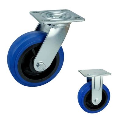 China Blue TPR 6inch Heavy Duty Casters With Flat Tread For Office Buildings