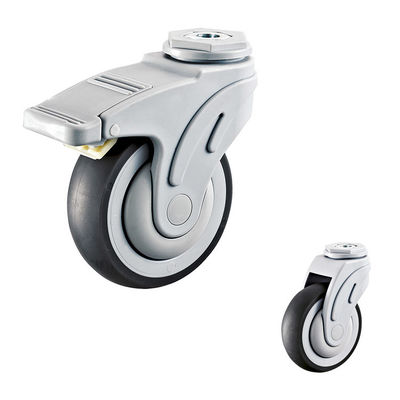China 4" Medical Casters Wheels For Hospital Carts Grey Soft TPR Swivel Stem