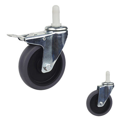 China TPR Square Expanding Stem Caster , 4 Inch Lockable Trolley Wheels
