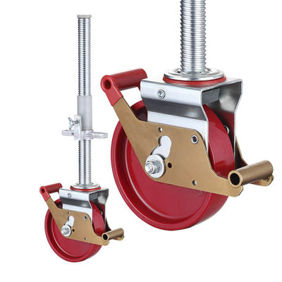 China 8 Inch Nylon Scaffolding Caster Wheels Solid Long Steel Stem Adjustable Height Scaffold Wheels