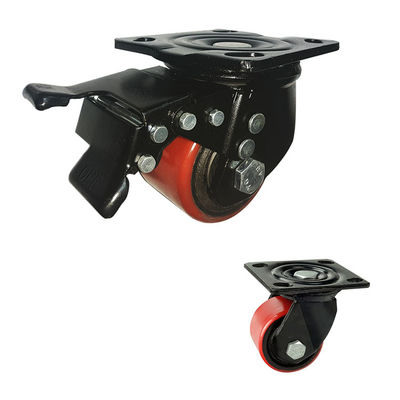 Good price PU 75mm Low Profile Heavy Duty Casters , 500kg High Capacity Polyurethane Wheels online