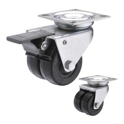 China 70kg Loading Dual Wheel 50mm Rubber Casters With Lock