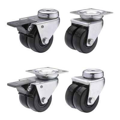 70kg Loading Dual Wheel 50mm Rubber Casters With Lock