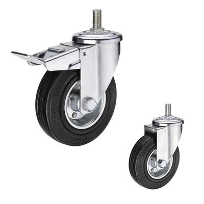 Black 200kg Loading 8 Inch Solid Rubber Casters Wearable