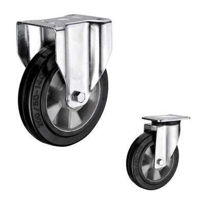 buy 200x50mm Black 660LBS Capacity Aluminium Solid Rubber Casters online manufacturer