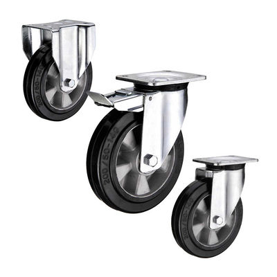 200x50mm Black 660LBS Capacity Aluminium Solid Rubber Casters