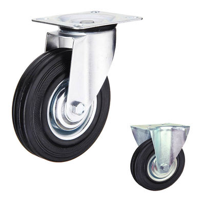 China 220lbs Rubber Caster Wheel With 160mm Diameter Swivel Plate Castors