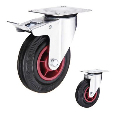 China PP 8 Inch 284lbs Capacity Rubber Casters With Fixed Plate