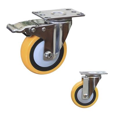 buy 4'' Polyurethane Tread Stainless Steel Swivel Casters With Dust Cover online manufacturer