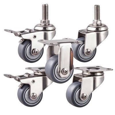 China 50mm Diameter 50kg Capacity TPR Stainless Steel Casters