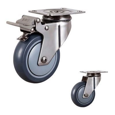 5" 286LBS Capacity Bolt Hole Swivel Head Stainless Steel Casters