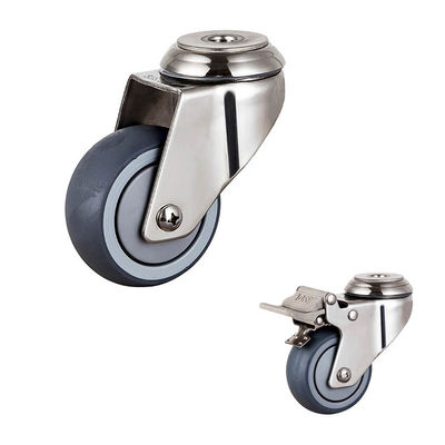 Soft 3 Inch Stainless Steel TPR Caster Wheels Swivel Double Brake