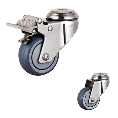 Soft 3 Inch Stainless Steel TPR Caster Wheels Swivel Double Brake