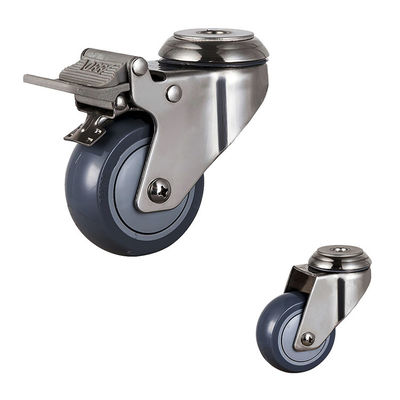 China 3" PU Gray Color Bolt Hole Medium Duty Swivel Locking Caster