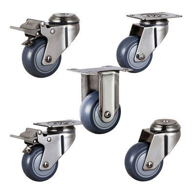 3''  Waterproof Trolley Fixed PU Stainless Steel Caster Wheels