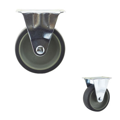 China 75mm Wheel Grey TPR Fixed Light Duty Casters For Small Trolley