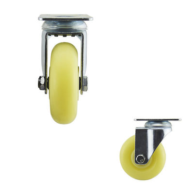 Light Yellow Plastic Swivel Plate Medium Duty Casters Zinc Plated Bracket