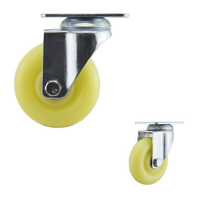 China Light Yellow Plastic Swivel Plate Medium Duty Casters Zinc Plated Bracket