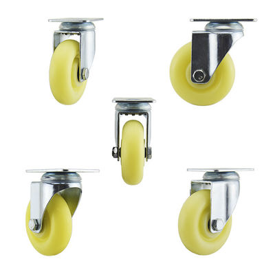 Light Yellow Plastic Swivel Plate Medium Duty Casters Zinc Plated Bracket