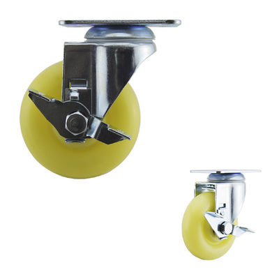 China 4 Inch Side Brake Medium Duty Casters Yellow PP Swivel Plate