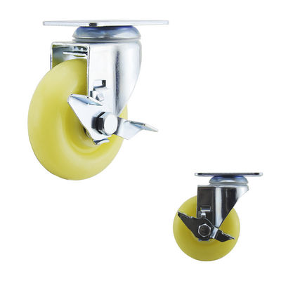 4 Inch Side Brake Medium Duty Casters Yellow PP Swivel Plate