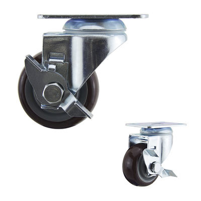 China 3 Inch Red Polyurethane Medium Duty Casters With Side Brake