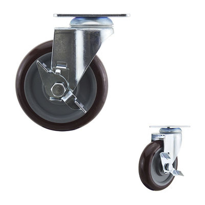 China Medium Duty 5" PU Swivel Casters With Side Brake Customize