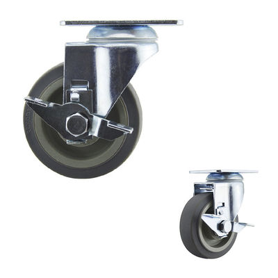 China 100mm Wheel TPR Swivel Side Brake Medium Duty Casters