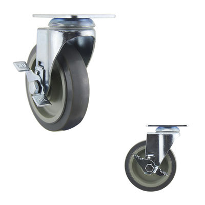 5 Inch TPR Medical Medium Duty Casters Top Plate Swivel Side Locking