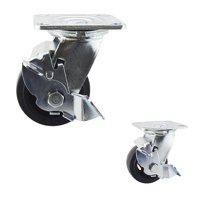 China 100mm 396lbs Black Rubber Heavy Duty Casters With Side Lock