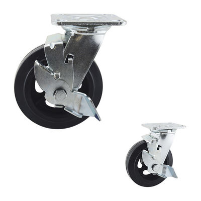 China 6" Swivel Plate Heavy Duty Casters Side Lock Rubber Wheel 230kg Capacity