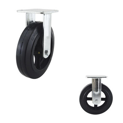 8" Iron Core Rubber Heavy Duty Casters Rigid Wheel Top Plate