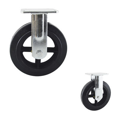China 8" Iron Core Rubber Heavy Duty Casters Rigid Wheel Top Plate