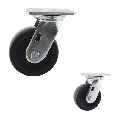 China 5" Black Wheel Swivel Plate Heavy Duty Casters Steel Brackets