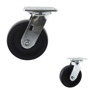 China 6 Inch Black PP Wheel Swivel Heavy Duty Casters No Brakes