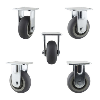 5" Wheel 506LBS Capacity Gray TPR Heavy Duty Plate Mount Casters